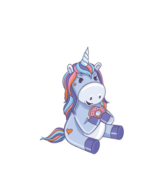 Unicorn cu gogoașă model alb pe tricou