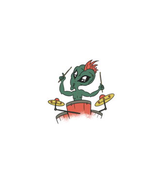 Alien baterist model alb pe tricou