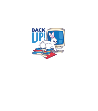 Back up bunny model alb pe tricou