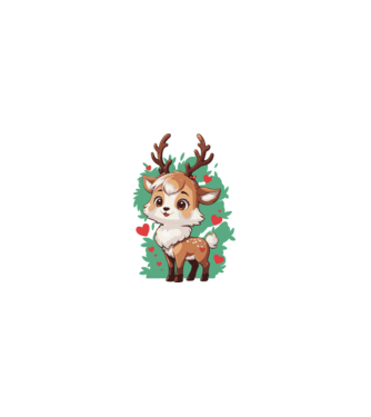 Valentine Deer model alb pe tricou