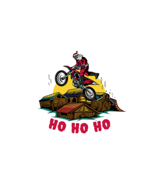 Moș Crăciun pe motocicletă Cross model alb pe tricou