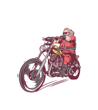 Moș Crăciun motociclist model alb pe tricou