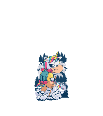 Unicorn excursionist pipi model alb pe tricou