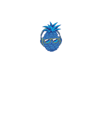 Ananas albastru cu căști model roșu pe tricou
