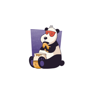 Panda cu miere model alb pe tricou