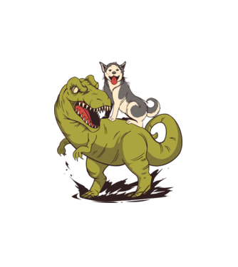 Dinozaur Husky model alb pe tricou