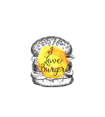 I love burger model alb pe tricou