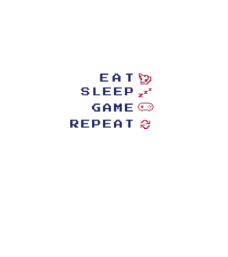 Eat Sleep Game Repeat model alb pe tricou