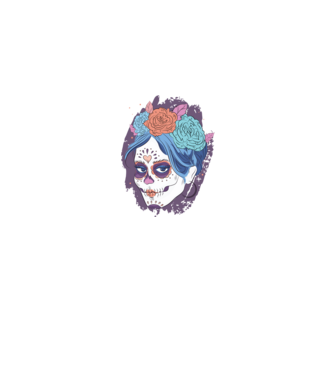 Dia de Los Muertos - Craniu cu flori model albastru jeanși pe tricou