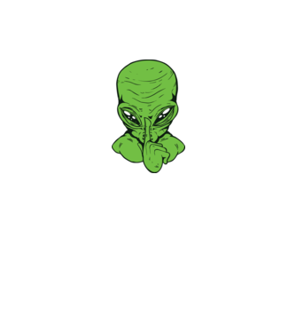 Alien Psst model negru pe tricou