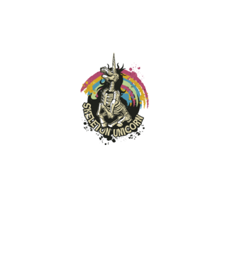 Schelet unicorn model alb pe tricou