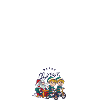 Merry Christmas Moș Crăciun cu sanie cu bicicletă model negru pe tricou
