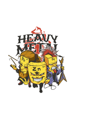 Elemente Heavy Metal model negru pe tricou