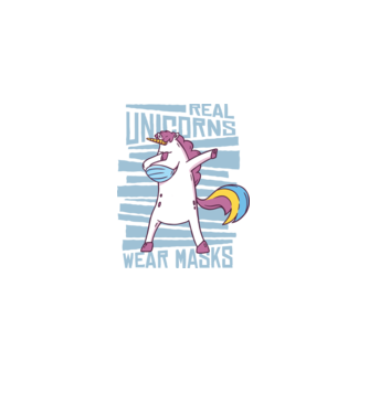 Unicorn DAB Mască model mov pe tricou