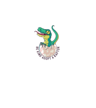 Be kind adopt a Raptor tricou cu dinozaur model alb pe tricou