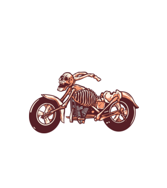 Motocicletă cu Schelet model alb pe tricou