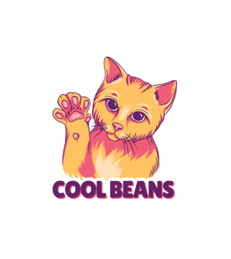 Cool Beans - talpă pisică model alb pe tricou