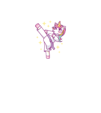 Karate unicorn model gri pe tricou