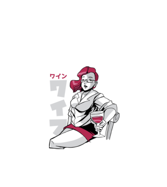 Anime fată cu vin model negru pe tricou