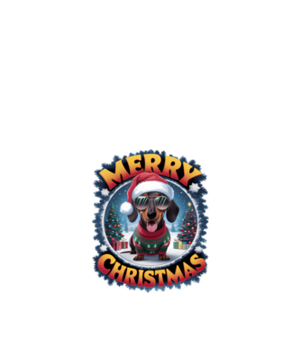 Merry Christmas Teckel model alb pe tricou