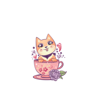 Câine drăguț Anime model alb pe tricou