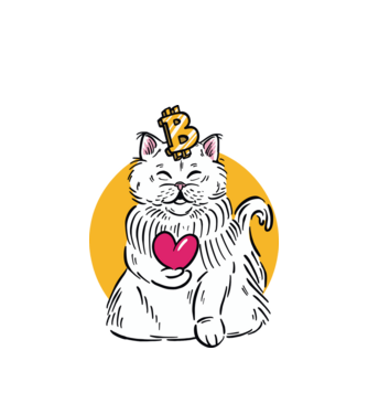 Pisică Bitcoin model alb pe tricou