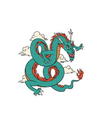 Dragon Chinez model alb pe tricou