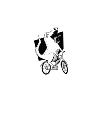 Dinozaur cu bicicletă model albastru închis pe tricou