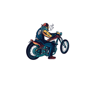 Motociclist Chopper model alb pe tricou