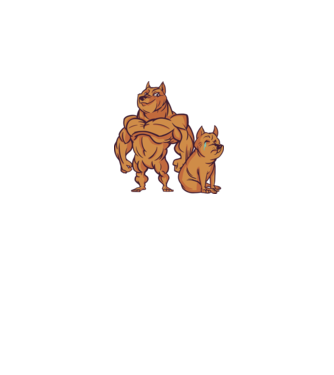 Câine musculos model gri pe tricou