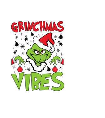 Grinchmas Vibes - Grinch model negru pe tricou