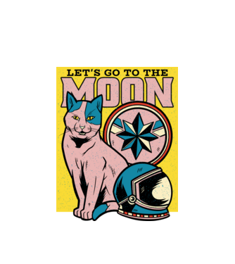 To the moon Pisică model alb pe tricou