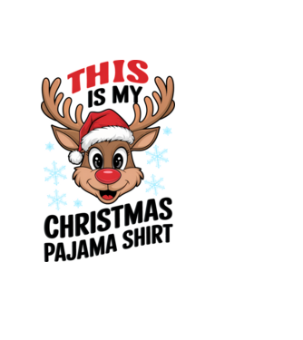 Christmas Pajama Reindeer Alb model negru pe tricou