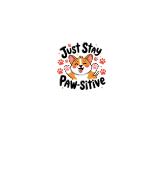 Just Stay Paw-sitive Alb model alb pe tricou