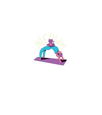 Meowm - Pisică Yoga model albastru închis pe tricou