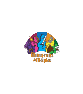 Dungeons Meeples model negru pe tricou