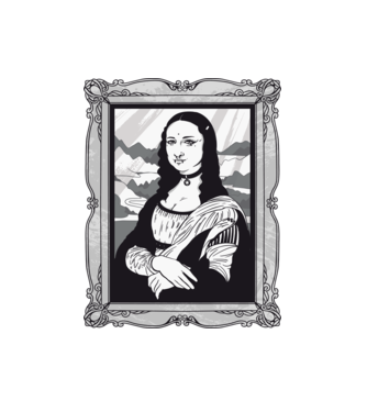 Mona Lisa gotică model alb pe tricou