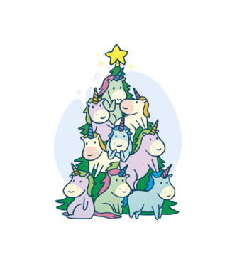Unicorn pom de Crăciun model alb pe tricou