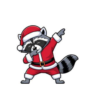 Raton Dab Xmas model alb pe tricou