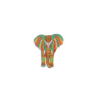 Mandala Elefant model alb/roșu pe tricou
