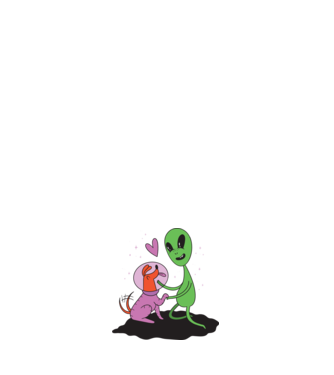 Alien cu câine model negru pe tricou