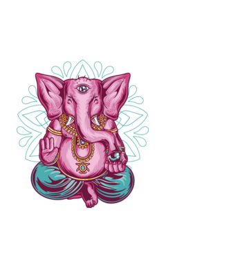 Elefant făcând meditație Dharma model negru pe tricou