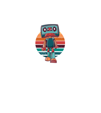 Robot Casetă retro model alb pe tricou