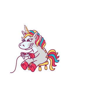Gamer Unicorn model negru pe tricou