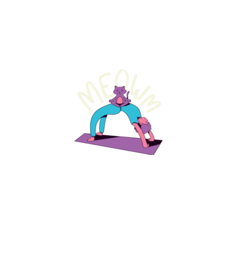 Meowm - Pisică Yoga model albastru jeanși pe tricou