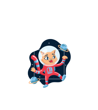 Pisică Astronaut model negru pe tricou