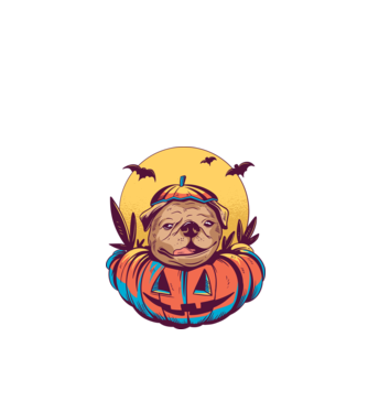 Mops Halloween model negru pe tricou