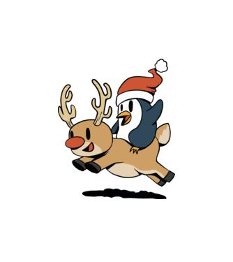 pinguin reindeer cristmas model alb pe tricou