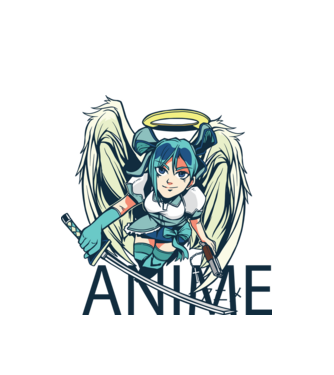 Anime fată cu sabie model alb pe tricou