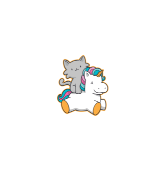 Unicorn Cu pisică model negru pe tricou